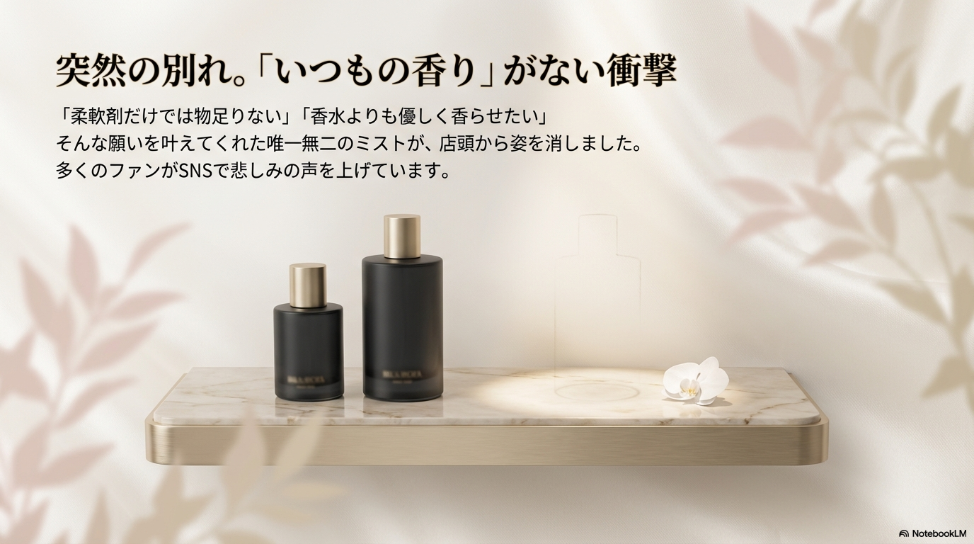 柔軟剤だけでは物足りず香水よりも優しく香らせたいという願いを叶えてくれたミストが姿を消し、多くのファンが悲しみの声を上げている様子。