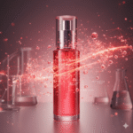 新生オイデルミンに搭載されたアクティブ RED テクノロジーのイメージ。微粒子化された成分が肌に浸透する様子を抽象的な光で表現。